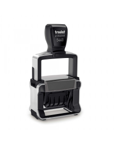Timbro datario autoinchiostrante personalizzabile in acciaio inox per uso intensivo. Copertura delle bande per unÆimpostazione pulita della data. Nuove rotelle di avanzamento pi¨ ampie e morbide. Datario dodecennale. Altezza caratteri 4mm. Piastra di stam