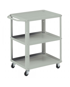 Pratico carrello a 3 vasche smontabile in lamiera sagomata idoneo all’utilizzo in ambienti ridotti. Verniciatura a polvere grigio RAL 7038. 
Dimensioni ingombro: mm. 710 x 450 x 780 h. 
Dimensioni vasca: mm. 600 x 450 x 30 h.
Spessori: vasche 15/10 - mont