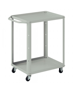 Pratico carrello a 2 vasche smontabile in lamiera sagomata idoneo all’utilizzo in ambienti ridotti. Verniciatura a polvere grigio RAL 7038. 
Dimensioni ingombro: mm. 710 x 450 x 780 h. 
Dimensioni vasca: mm. 600 x 450 x 30 h.
Spessori: vasche 15/10 - mont
