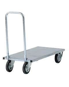 Carrello zincato in tubolare ed angolare di acciaio con manico pieghevole, pianale e prolunghe estraibili ad incastro spessore 8/10. Portata 250kg. Dimensioni ingombro (LxPxH): 103/133 x 53 x 18/19cm. Ruote diametro 14 cm con cuscinetti a rulli, 2 fisse e