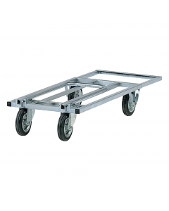 Carrello zincato in tubolare ed angolare di acciaio con manico pieghevole e prolunghe estraibili. Portata 250kg. Dimensioni ingombro (LxPxH): 103/133 x 53 x 18/19cm. Ruote diametro 14 cm con cuscinetti a rulli, 2 fisse e 2 girevoli. Fornito montato.