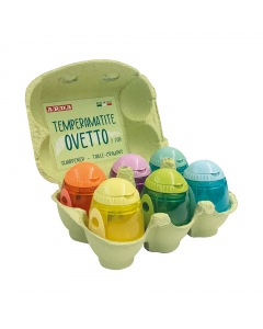 Temperamatite a forma di ovetto, 2 fori, 6 colori assortiti.
