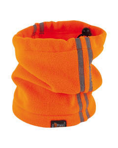 Scaldacollo in pile con regolatori e logo U-Power ricamato. Dettagli reflex per aumentare la visibilità nei colori fluo.