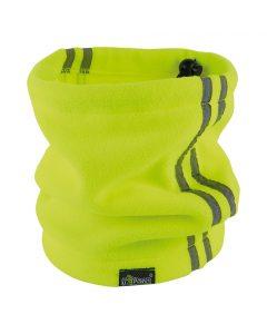 Scaldacollo in pile con regolatori e logo U-Power ricamato. Dettagli reflex per aumentare la visibilità nei colori fluo.