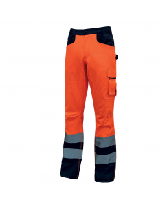 Pantalone dotato di 2 ampie tasche anteriori, tasca laterale porta utensili, tasca laterale multifunzionale con portabadge, 2 tasche posteriori con chiusura di sicurezza a velcro. Fettuccia porta martello, regolazione in vita con elastico per massimo comf