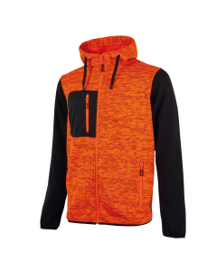 Felpa full-zip con interno in morbido pile. Colletto alto. Chiusura centrale con zip. Polsi e fondo in tessuto elasticizzato. Cappuccio fisso regolabile. Due tasche frontali e una tasca sul petto chiuse con zip. Logo U-Power “testa di leone” tono su tono 