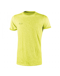T-Shirt manica corta in 100% cotone fiammato in colori fluo. Tessuto di alta qualità in cotone con filato "slub cotton” (cotone fiammato) ottenuto con fili di spessore variabile che rendono la T-Shirt estremamente confortevole, traspirante e delicata sull