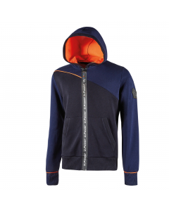 Felpa full zip, con cappuccio regolabile. Chiusura con zip centrale impermeabile e serigrafia “U-Power". Tasche applicate con ingresso obliquo. Polsi e fondo a costine elasticizzate. Inserti in piping fluo elasticizzato.

COMPOSIZIONE 70% cotone, 30% poli