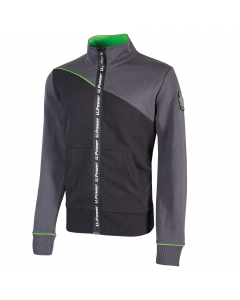 Felpa senza cappuccio con cerniera centrale impermeabile arricchita da serigrafia “U-Power". Felpa full-zip con polsini e fondo a costine elasticizzate per un maggiore comfort e una migliore vestibilità. Gli inserti in piping fluo elasticizzato donano mag