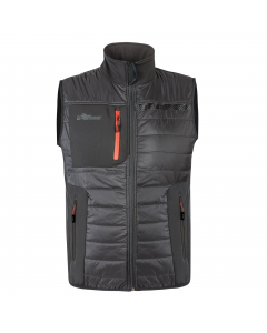 Gilet con imbottitura in grafene per una distribuzione omogenea del calore e il mantenimento del microclima ideale per assicurare il massimo comfort. Idrorepellente con proprietà batteriostatiche di controllo dei cattivi odori. Due tasche frontali dotate 