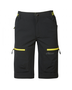 Pantaloncini in tessuto U-4 Way Stretch con vestibilità jogging e inserti elasticizzati in vita, chiusura centrale con zip e bottone gommato antigraffio. Due tasche anteriori, due tasche multifunzione con zip, due tasche posteriori di cui una con cerniera