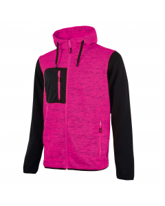 Felpa full-zip con interno in morbido pile. Colletto alto. Chiusura centrale con zip. Polsi e fondo in tessuto elasticizzato. Cappuccio fisso regolabile. Due tasche frontali e una tasca sul petto chiuse con zip. Logo U-Power “testa di leone” tono su tono 