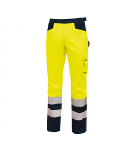 Pantalone dotato di 2 ampie tasche anteriori, tasca laterale porta utensili, tasca laterale multifunzionale con portabadge, 2 tasche posteriori con chiusura di sicurezza a velcro. Fettuccia porta martello, regolazione in vita con elastico per massimo comf