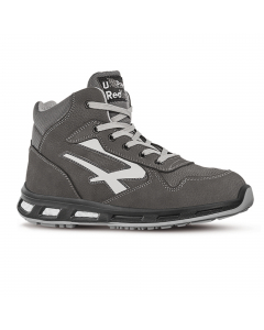 Scarpe antinfortunistiche alte, leggere e comode u power della linea Red Lion, con tomaia in pelle nabuk naturale bottalato, traspiranti, idrorepellente, puntale in alluminio, antiperforazione, antiscivolo e suola PU/PU, infinergy. Dispositivo di protezio