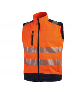 Gilet in tessuto Soft Shell stretch massimo comfort, idrorepellente. Tasca portacellulare su petto con chiusura zip;Coulisse antimpigliamento regolabile dall'interno tasca, fondo sagomato.

MISURE/TAGLIE DISPONIBILI: XS-4XL
COMPOSIZIONE: 96% POLIESTERE • 
