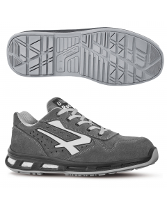 Scarpe antinfortunistiche basse, leggere e comode U-Power della linea Red Lion. Tomaia in morbida pelle scamosciata, forata, ultra traspirante, puntale in alluminio, antiperforazione, antiscivolo e suola PU/PU Infinergy. Standard di sicurezza S1P SRC. Dis