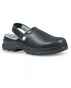 Scarpe antinfortunistiche basse con cinturino, comode e leggere u power della linea White68&Black, con tomaia in microfibra Lucky, resistenti a batteri e residui organici chimici, facilmente lavabili, puntale AirToe Composite, antiscivolo e suola PU/PU, S