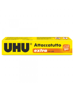 UHU Attaccatutto Extra è l'attaccatutto universale che, grazie alla sua particolare formulazione in gel, è ideale per incollaggi su superfici verticali, in quanto non cola. Non fa fili ed è ideale per incollaggi di ogni genere su diversi tipi di materiali