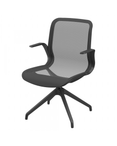 Poltrona direzionale girevole con schienale e seduta in rete. Meccanismo oscillante integrato nella struttura, base 4 gambe nylon. Schienale fisso. Poltrone serie Marilyn con schienale e sedile in rete, ultraleggere, sanificabili totalmente con la maggior