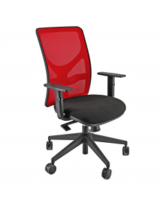 Seduta operativa adatta per uso standard/intenso. Schienale alto in rete colorata con supporto lombare regolabile. Rivestimento seduta in acrilico 100% colore nero. Braccioli regolabili e base in nylon. Meccanismo syncro con 4 blocchi. Meccanismo anti sho