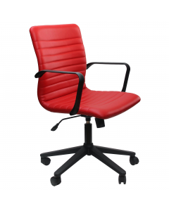 Poltrona direzionale girevole - sedile e schienale in multistrati di legno - elevazione a gas - meccanismo oscillante con blocchi. Rivestimento seduta in tessuto "PLUS - Eco Leather" idrorepellente, facile da pulire, senza flatati e flame retardant. Bracc