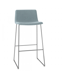 Sgabello struttura filo d'acciaio cromato. Rivestimento seduta in tessuto "SUPER - King L" 100% TREVIRA reazione al fuoco classe 1. Alt.tot.: 99cm; Prof.tot.: 53cm; Alt.schienale: 26cm; Larg.schienale: 44cm; Larg.seduta: 44cm; Prof.Sedile: 37cm; Altezza s