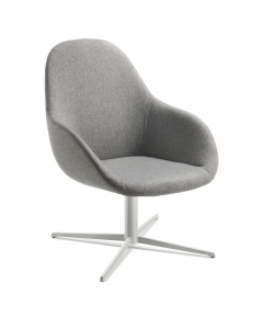 Poltrona direzionalegirevole - schienale fisso - base alluminio pressofuso. Rivestimento seduta in tessuto "SUPER - King L" 100% TREVIRA reazione al fuoco classe 1. Alt.tot.: 77cm; Prof.tot.: 62cm; Alt.schienale: 38cm; Larg.schienale: 47cm; Larg.seduta: 5