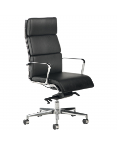 Poltrona direzionale girevole con elevazione a gas - meccanismo oscillante con 4 blocchi anti shock con fulcro avanzato. Braccioli inclusi (non rimovibili). Rivestimento seduta in tessuto "PLUS - Eco Leather" idrorepellente, facile da pulire, senza flatat