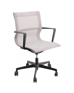 Poltrona direzionale girevole con elevazione a gas - meccanismo oscillante libero - schienale fisso in rete. Braccioli inclusi (non rimovibili). Alt.tot.: 91-99cm; Prof.tot.: 68cm; Alt.schienale: 52cm; Larg.schienale: 50cm; Larg.seduta: 50cm; Prof.Sedile: