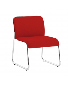 Seduta visitatore interlocutore con struttura cromata tubolare diam. 25 mm - senza braccioli. Rivestimento in tessuto "PLUS - Ignifugo standard" 100% fibra modacrilica e reazione al fuoco classe 1.  Alt. tot: 80cm; Prof.tot: 63cm; Alt.schienale: 34cm; Lar