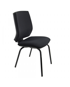 Seduta visitatore su 4 gambe - struttura in acciaio verniciato nero. Rivestimento seduta in tessuto "PLUS - Ignifugo standard" in fibra modacrilica e reazione al fuoco classe 1. Senza braccioli.  Alt.tot.: 89cm; Prof.tot.: 68cm; Alt.schienale: 45cm; Larg.