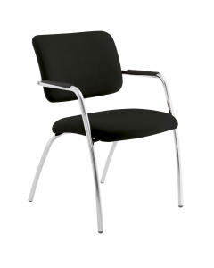 Seduta visitatore 4 gambe - struttura cromata - completa di braccioli. Rivestimento in tessuto "PLUS - Bondai" 100% poliestere no flame e certificazioni di infiammabilità 1.IM UNI 9175.  Alt. tot: 83cm; Prof.tot: 59cm; Alt.schienale: 34cm; Largh.schienale