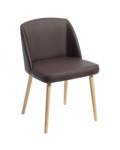 Poltroncina su 4 gambe in legno. Rivestimento seduta in "TOP - vera pelle smerigliata". Alt.tot.: 72cm; Prof.tot.: 54cm; Alt.schienale: 35cm; Larg.schienale: 43cm;; Larg.seduta: 50cm; Prof.Sedile: 42cm; Alt. sedile: 47cm.