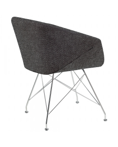 Poltroncina visitatore con struttura in acciaio. Rivestimento in tessuto "SUPER - Expo" 100% poliestere e reazione al fuoco classe 1. Alt. tot: 86-96cm; Prof.tot: 65cm; Alt.schienale: 38cm; Largh.schienale: 82cm; Largh. sedile: 46cm; Prof.sedile: 45cm; Al