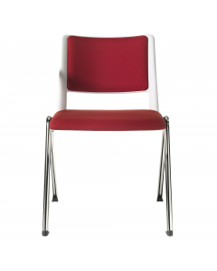 Seduta visitatore 4 gambe struttura bianca - alta impilabilità - senza braccioli. Rivestimento in tessuto "PLUS - Bondai" 100% poliestere no flame e certificazioni di infiammabilità 1.IM UNI 9175. Alt. tot: 80cm; Prof.tot: 54cm; Alt.schienale: 37cm; Largh