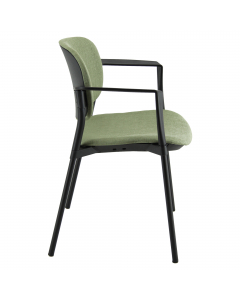 Seduta visitatore interlocutore con struttura verniciata nera e imbottiture rivestite - completa di braccioli. Rivestimento seduta in tessuto "SUPER- King L" 100% TREVIRA e reazione al fuoco classe 1. Alt.tot: 80cm; Prof.tot:52cm; Alt.schienale: 33cm; Lar