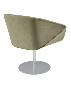Poltroncina girevole con elevazione a gas - base acciaio. Rivestimento in tessuto "FASHION - Lana melange" 100% pura lana vergine e certificazioni di infiammabilità 1IM UNI 9175. Alt. tot: 86-96cm; Prof.tot: 65cm; Alt.schienale: 38cm; Largh.schienale: 82c