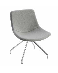 Poltroncina su 4 gambe in acciaio cromato - senza braccioli. Rivestimento in tessuto "FASHION - Lana melange" 100% pura lana vergine e certificazioni di infiammabilità 1IM UNI 9175.  Alt. tot: 78cm; Prof.tot: 58cm; Alt.schienale: 37cm; Largh.schienale: 45