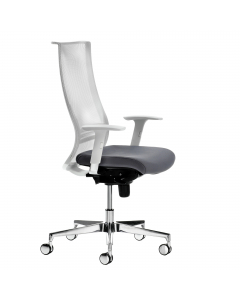 Seduta semidirezionale ergonomica girevole - elevazione a gas - meccanismo synchro autopesante - meccanismo a contatto permanente - dotata di supporto lombare regolabile - traslatore sedile; Rivestimento seduta in tessuto "FASHION - Chili" 75% poliestere 