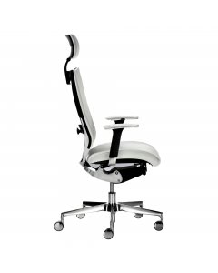 Seduta semidirezionale ergonomica girevole - elevazione a gas - meccanismo synchro - meccanismo anti shock - meccanismo a 
contatto permanente dotata di supporto lombare regolabile - struttura in alluminio pressofuso - sedile con traslatore; Rivestimento 