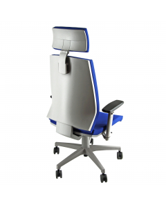 Sedura semiderezionale girevole con elevazione a gas meccanismo synchro con 4 blocchi anti shock meccanismo a contatto permanente - Schienale regolabile up-down - supporto lombare regolabile. Rivestimento in tessuto "PLUS - Bondai" 100% poliestere no flam