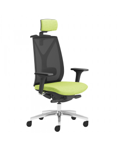 Seduta semidirezionale ergonomica girevole con elevazione a gas, supporto lombare regolabile - meccanismo synchro tra sedile e schienale,
a contatto permanente - sedile dotato di traslatore e variatore di forza. Rivestimento seduta in tessuto "FASHION - C