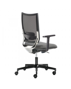 Seduta semidirezionale ergonomica girevole - elevazione a gas - meccanismo synchro - meccanismo anti shock - meccanismo a contatto permanente dotata di supporto lombare regolabile - struttura in alluminio pressofuso; Rivestimento seduta in tessuto "FASHIO