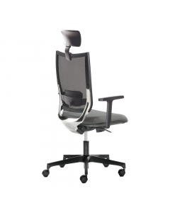 Seduta semidirezionale ergonomica girevole - elevazione a gas - meccanismo synchro - meccanismo anti shock - meccanismo a contatto permanente dotata di supporto lombare regolabile - struttura in alluminio pressofuso; Rivestimento seduta in tessuto "FASHIO