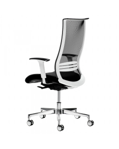 Seduta semidirezionale ergonomica girevole - elevazione a gas - meccanismo synchro autopesante - meccanismo a contatto permanente - dotata di supporto lombare regolabile - traslatore sedile; Rivestimento seduta in tessuto "FASHION - Chili" 75% poliestere 