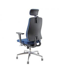 Seduta semidirezionale ergonomica girevole con elevazione a gas - meccanismo synchro con 4 blocchi anti shock - traslatore e variatore di forza a contatto - supporto lombare regolabile - base alluminio pressofuso; Rivestimento seduta in tessuto "SUPER - K