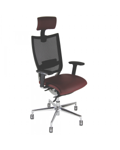 Seduta semidirezionale ergonomica girevole - elevazione a gas - meccanismo synchro - meccanismo anti shock - meccanismo a 
contatto permanente dotata di supporto lombare regolabile - struttura in alluminio pressofuso - sedile con traslatore; Rivestimento 
