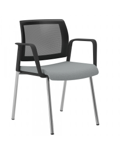Seduta interlocutore - struttura cromata. Rivestimento seduta in tessuto SUPER - King L 100% TREVIRA reazione al fuoco classe 1. Braccioli inclusi (non rimovibili). Alt.tot.: 84cm; Prof.tot.: 57cm; Alt.schienale: 35cm; Larg.schienale: 46cm; Larg.seduta: 4