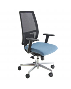 Seduta semidirezionale ergonomica girevole con elevazione a gas - meccanismo synchro con 4 blocchi anti shock;regolazione peso;
meccanismo a contatto permanente - supporto lombare regolabile in altezza e profondità - schienale in rete nero regolabile in a
