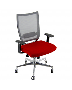 Seduta semidirezionale ergonomica girevole con caratteristiche di altissima rsistenza per “taglie forti” - elevazione a gas - meccanismo synchro - meccanismo anti shock - meccanismo a contatto permanente dotata di supporto lombare - struttura in alluminio